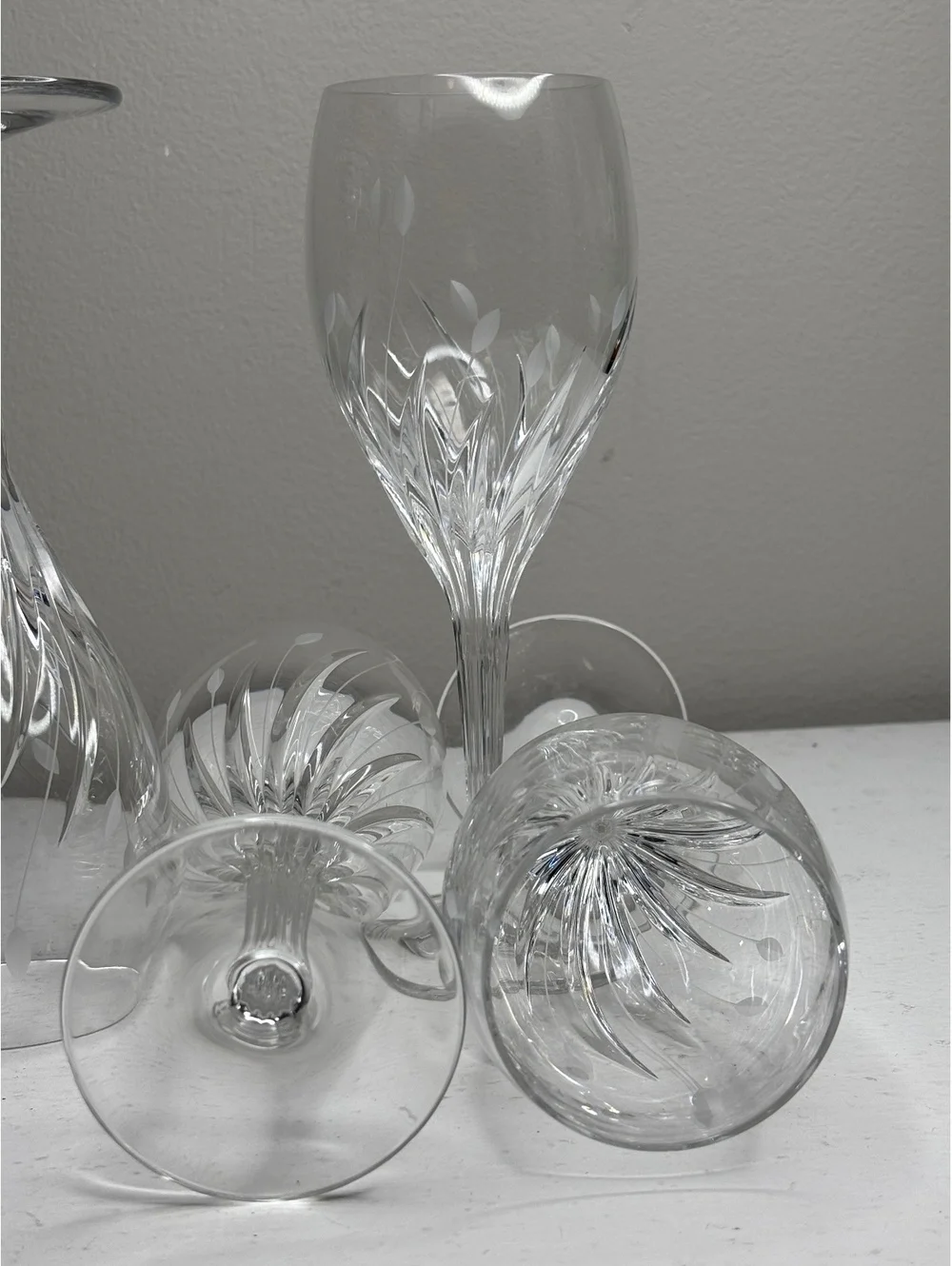 Noritake Moondust Cut & Etched Crystal Wine Goblets 7 6/8 in Tall set of 6